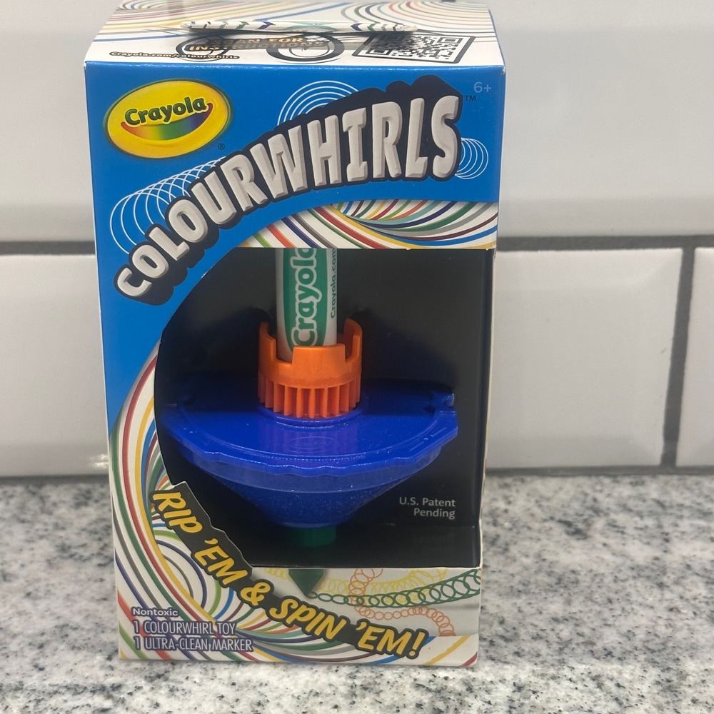 Crayola Kids Colourwhirls Spinning Top Toy Blue Drawing Nontoxic Arts Crafts
